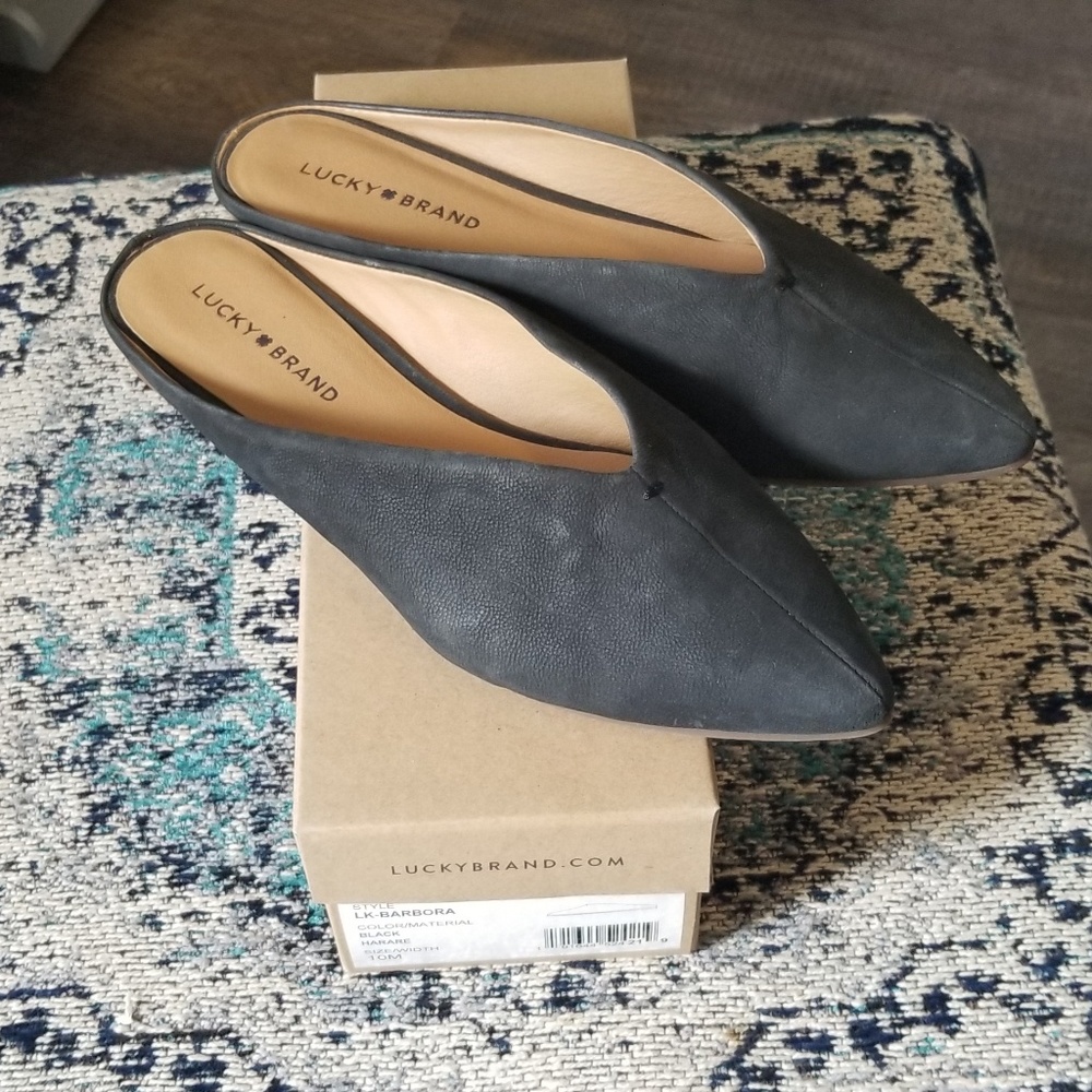 Lucky Brand Black Barbora Mules sz 10 42 Leather